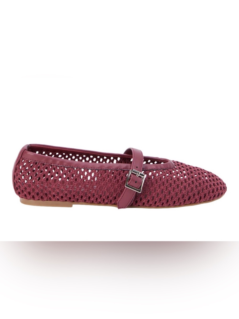 Coconuts by Matisse "Nolita" Mesh Woven Mary Jane Ballet Flats 7 burgundy wine - Picture 2 of 13